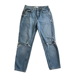 Zara Straight Leg Mid Rise Jeans Distressed Women’s Size 4
